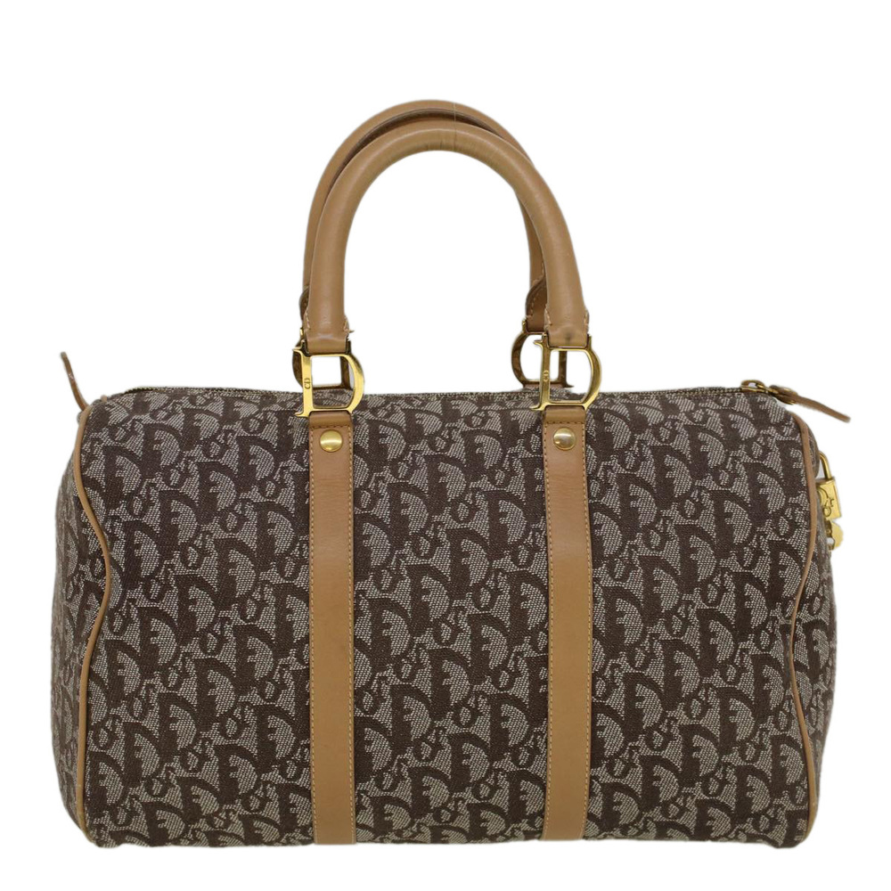 CHRISTIAN DIOR Trotter Canvas Boston Bag Beige Brown Auth 58623 - Picture 3 of 16